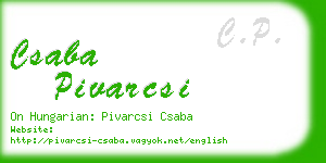 csaba pivarcsi business card